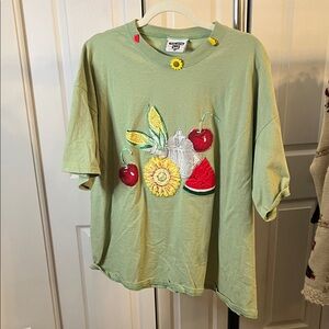 Lee Tee with Fruit and Flower Embroidery